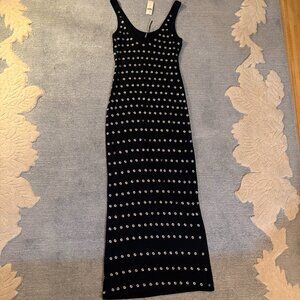 By Anthropologie Sleeveless Metallic Knit Slim Midi Dress (XS, NWT)